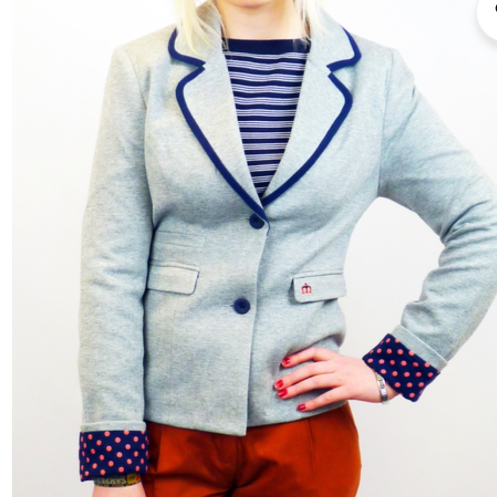 MERC 'EDITH' RETRO MOD PIPED JERSEY BLAZER JACKET.
